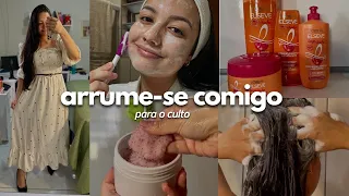 arrume-se comigo completo para o culto: reconstrução no cabelo, skincare e look perfeito!