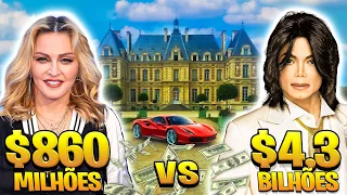 Quem tem mais dinheiro: Madonna ou Michael Jackson? (mansões, carros, jatinho, negócios, fortuna...)