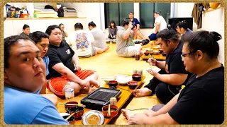 [Birthday party for okami] Suprise present from the sumo wrestlers, Opening party for the tournament