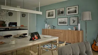 UE5.1 Architecture Visualization - Apartment Livingroom, Kitchen, Garden - Unreal Engine ArchViz