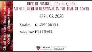 "Jack be Nimble, Jack be Quick..." Mental Health Response in the Time of COVID