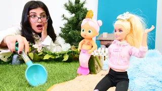 Doğa ile Barbie videoları. Olamaaz! Barbie yer altına düşüyor! Barbie oyunları