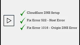 Cloudflare DNS Settings - Fix Error 522 Host Error | Fix Error 1016 Origin DNS Error