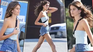 Kaia Gerber Shows Off Her Supermodel Legs While Pumping Gas