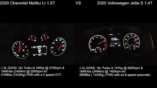 2020 Chevrolet Malibu 1.5T VS 2020 Volkswagen Jetta 1.4T acceleration comparison
