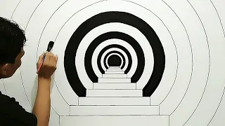 TUNNEL WALL PAINTING 3D OPTICAL ILLUSION || TEROWONGAN 3D