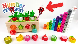Numberblocks Learn Fruit Names, Count, and Sort Objects from Wooden  Educational Toy Garden for Kids