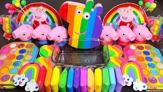 ASMR PEPPA PIG RAINBOW Slime Mixing Makeup,Parts, Glitter Into Slime#ASMR#satisfying#slime