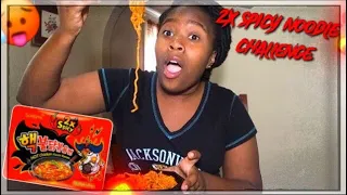 NUCLEAR FIRE NOODLES CHALLENGE! 2X SPICY 🌶🥵| THANK YOU FOR 1K SUBSCRIBERS!!!