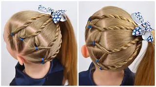 EASY hairstyle with PIGTAILS and ELASTICS | Quick and Easy hairstyles for Girls by LittleGirlHair