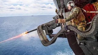 US Helicopter Door Gunner Firing the Monstrously Powerful GAU-21