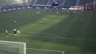 Puebla and Chivas Usa players warming up ..2010 SUPER LIGA