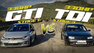 402m(šok rezultat):330HP 1.9 GOLF 4 vs 330HP GTI 7