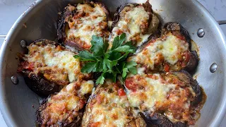 The Best Baked Stuffed Aubergines. Rich and Spicy Vegetarian Filling