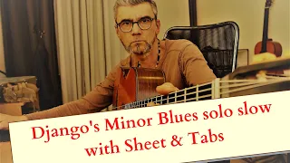 Django's Minor Blues solo slow with sheet & tabs