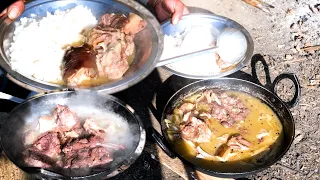 boil pork soup curry in lunch in the village || Nepali village Kitchen ||