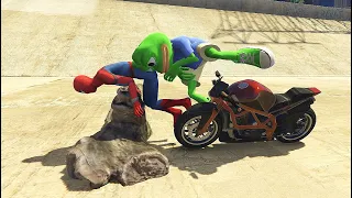 GTA 5 Crazy Ragdolls Spiderman Motorcycle Fails/Jumps Crashes #2 [Euphoria Physics Funny Moments]