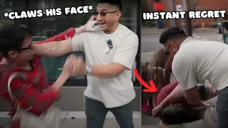 Crazy Woman ATTACKS Innocent Man & Instantly Regrets it