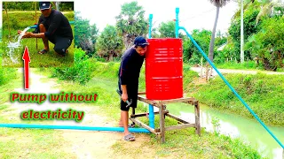 How to make free energy water pump | Pump without electricity | Drum Pump