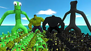 Rainbow Friends Green Team + Hulk Team vs Shadow Itself - Animal Revolt Battle Simulator
