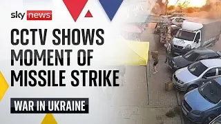 Ukraine War: CCTV shows suspected missile hitting market