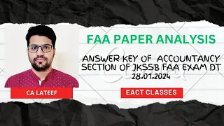 Accountancy Answer key of JKSSB FAA paper dt. 28.01.2024 | Expected cut off of today's paper