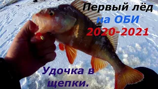 ПЕРВЫЙ ЛЁД НА ОБИ 2020-2021. Окунь ломает удочку.