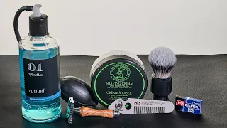 Muehle R41, Castle Forbes Lime shaving cream, EPSILON Blue Mediterranean, нож для мыла HLS бритьё