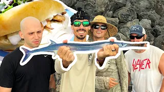 Catch and Cook / 'Aha ( Houndfish ) Fish Sandwich! / Hawaii Surf Fishing Catch Clean Cook S3.E8