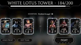 Match 184 White Lotus Fatal Tower with a Fusion 0 Diamond Team. MK Mobile.