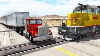 Railway Сrossing Train Сrashes #6 - Beamng drive