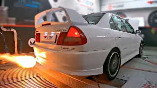 1996 Mitsubishi Lancer EVO IV feat. Anti-Lag on the DYNO | LOUD Bangs & Flames  💥 🔥