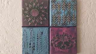 МК декоративные плитки своими руками Рама для зеркала. Decorative tiles with their own hands.