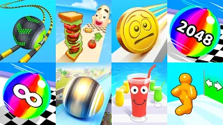 Going Balls Vs Sandwich Runner, Coin Rush, Ball Run 2048, Infinity, Action Balls, Juice Run