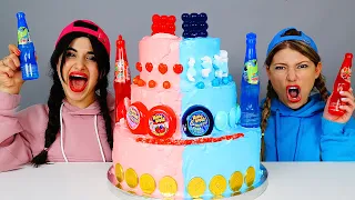 Red Food VS Blue Food Challenge 음식 챌린지 Mukbang GIANT Jelly Cake Compilation from MIU