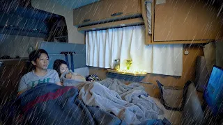 【雨の車中泊】２０万円かけてキャンピングカー大変身！｜雨と雷の中で眠る夜｜とろとろチーズで車中飯｜キャンピングカー車中泊