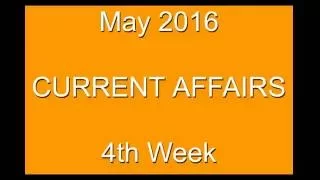 Current Affairs 2016 Multiple Choice Questions - May 4th week