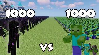 1000 Endermans Vs 1000 Zombies | Minecraft |