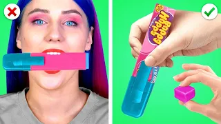 Funny Ways to SNEAK FOOD INTO MAKEUP! Sneak Snacks & Candy Anywhere by Crafty Panda