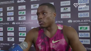 Christian Coleman Reacts to 2nd Place Behind Akani Simbine in Suzhou Diamond League 100m