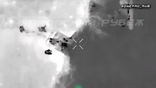 Сбросы с дрона на лодки ВСУ на переправе в Крынках