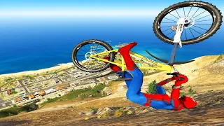 GTA 5 Spiderman - Downhill Bike Fails/Ragdolls Compilation 4K (Euphoria Physics | Funny Moments)