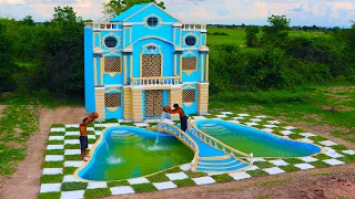 [Full Video] Build Two Story Classic Mud Villa, Creative Underground Swimming Pool By Ancient Skills