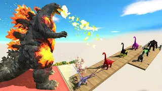 GODZILLA BURNING DEATH FALL - Animal Revolt Battle Simulator