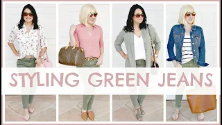 How to Style Olive Green Jeans for Women Over 40 | How Mature Women Wear Olive Green Denim