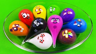 Numberblocks – Looking Clay With Water Drop Shape Coloring! Satisfying Clay Video, ASMR