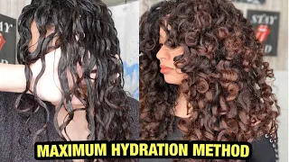 MAXIMUM HYDRATION METHOD FOR JUICY CURLS & EXTREME CURL CLUMPING (I USED NO BRUSH FOR DEFINITION!)