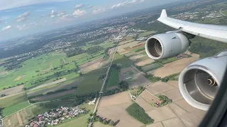 D-AIHP,Lufthansa A340-600 Take off from Munich to Boston.