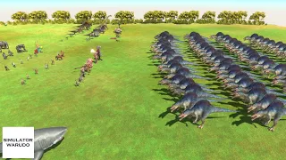 100 Carnivore Dinosaurs vs ALL Units Army Animal Revolt Battle Simulator