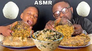 ASMR FUFU (POUNDO) & EGUSI SOUP MUKBANG (no talking) Nigerian food| Eating Sounds|